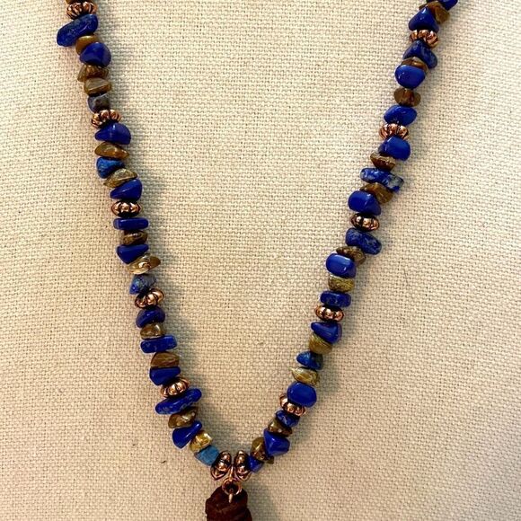 Brown suede fringe mixed faux stones copper color chain extender brand new - Picture 3 of 5